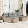 Gartensofa-Set mit Kissen, 6-teilig, beiges synthetisches Rattan von , Gartensets - Ref: Foro24-3221298, Preis: 356,90 €, Rab...
