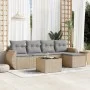 Gartensofa-Set mit Kissen, 6-teilig, beiges synthetisches Rattan von , Gartensets - Ref: Foro24-3221298, Preis: 375,18 €, Rab...