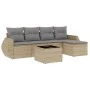 Gartensofa-Set mit Kissen, 6-teilig, beiges synthetisches Rattan von , Gartensets - Ref: Foro24-3221298, Preis: 375,18 €, Rab...