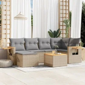 7-teiliges Gartensofa-Set und beigefarbene synthetische Rattankissen von , Gartensets - Ref: Foro24-3227025, Preis: 431,35 €,...