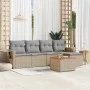 Garden sofa set with cushions 6 pieces beige synthetic rattan by , Modular outdoor sofas - Ref: Foro24-3224540, Price: 343,17...