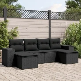 6-teiliges Gartensofa-Set und schwarze synthetische Rattankissen von , Gartensets - Ref: Foro24-3222914, Preis: 395,38 €, Rab...