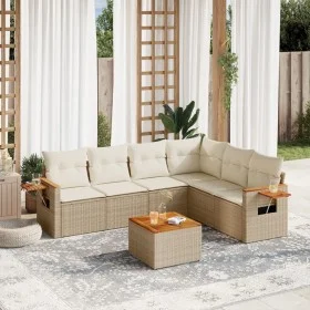7-piece garden sofa set and beige synthetic rattan cushions by , Garden sets - Ref: Foro24-3226849, Price: 498,76 €, Discount: %