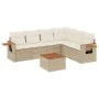 7-teiliges Gartensofa-Set und beigefarbene synthetische Rattankissen von , Gartensets - Ref: Foro24-3226849, Preis: 498,76 €,...