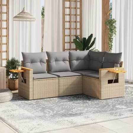 Juego de sofás jardín con cojines 4 pzas ratán sintético beige de , Conjuntos de jardín - Ref: Foro24-3226773, Precio: 294,47...