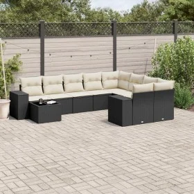 Garden sofa set 10 pieces with black synthetic rattan cushions by , Garden sets - Ref: Foro24-3223055, Price: 608,30 €, Disco...