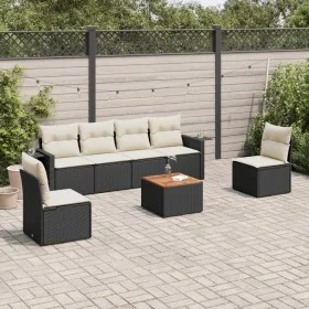 7-piece garden dining set and black synthetic rattan cushions by , Modular outdoor sofas - Ref: Foro24-3224509, Price: 385,07...