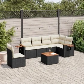 7-teiliges Garten-Essset und schwarze Kissen aus synthetischem Rattan von , Gartensets - Ref: Foro24-3226861, Preis: 421,14 €...