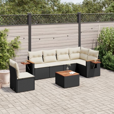 7-piece garden dining set and black synthetic rattan cushions by , Garden sets - Ref: Foro24-3226861, Price: 405,43 €, Discou...