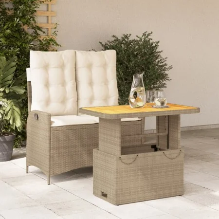 Set comedor de jardín 2 pzas con cojines ratán sintético beige de , Conjuntos de jardín - Ref: Foro24-3277478, Precio: 306,74...