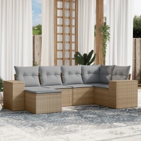 Gartensofa-Set mit Kissen, 6-teilig, beiges synthetisches Rattan von , Gartensets - Ref: Foro24-3222858, Preis: 386,27 €, Rab...