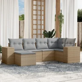 Gartensofa-Set mit Kissen, 6-teilig, beiges synthetisches Rattan von , Gartensets - Ref: Foro24-3222858, Preis: 397,05 €, Rab...