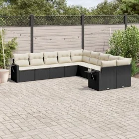 Gartensofa-Set 10-teilig mit schwarzen synthetischen Rattankissen von , Gartensets - Ref: Foro24-3253043, Preis: 593,54 €, Ra...