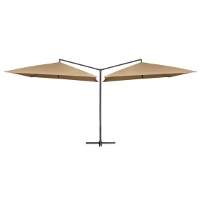 Double umbrella with gray taupe steel pole 250x250 cm by vidaXL, Umbrellas - Ref: Foro24-47323, Price: 160,14 €, Discount: %