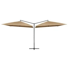 Double umbrella with gray taupe steel pole 250x250 cm by vidaXL, Umbrellas - Ref: Foro24-47323, Price: 156,67 €, Discount: %