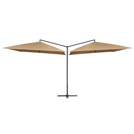 Double umbrella with gray taupe steel pole 250x250 cm by vidaXL, Umbrellas - Ref: Foro24-47323, Price: 160,03 €, Discount: %
