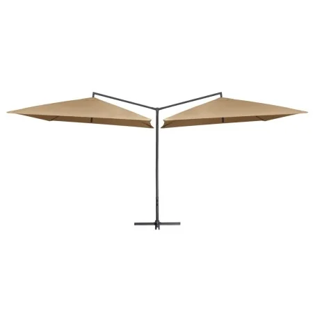 Double umbrella with gray taupe steel pole 250x250 cm by vidaXL, Umbrellas - Ref: Foro24-47323, Price: 156,67 €, Discount: %