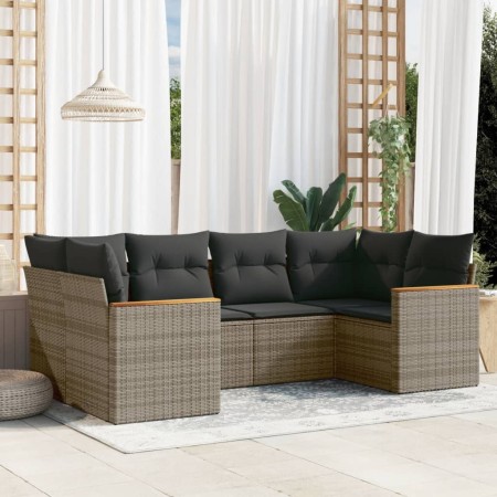 6-teiliges Gartenmöbel-Set und graue synthetische Rattankissen von , Gartensets - Ref: Foro24-3258665, Preis: 421,06 €, Rabat...