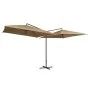 Double umbrella with gray taupe steel pole 250x250 cm by vidaXL, Umbrellas - Ref: Foro24-47323, Price: 156,67 €, Discount: %