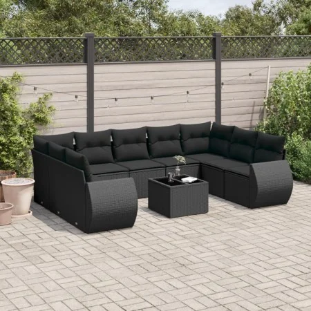 Garden sofa set 10 pieces with black synthetic rattan cushions by , Garden sets - Ref: Foro24-3254142, Price: 649,12 €, Disco...