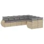 9-teiliges Gartensofa-Set mit beigen synthetischen Rattankissen von , Modulare Sofas für den Außenbereich - Ref: Foro24-32218...