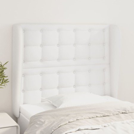 Cabecero con orejas de cuero sintético blanco 103x23x118/128 cm en Cabeceros y pies de cama | Comprar online en Foro24