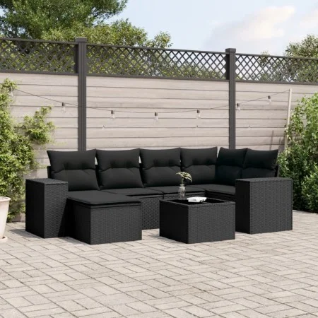 7-piece garden dining set and black synthetic rattan cushions by , Garden sets - Ref: Foro24-3222864, Price: 491,50 €, Discou...