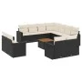 Gartensofa-Set 12-teilig mit schwarzen synthetischen Rattankissen von , Modulare Sofas für den Außenbereich - Ref: Foro24-322...