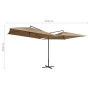 Double umbrella with gray taupe steel pole 250x250 cm by vidaXL, Umbrellas - Ref: Foro24-47323, Price: 160,03 €, Discount: %
