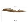 Double umbrella with gray taupe steel pole 250x250 cm by vidaXL, Umbrellas - Ref: Foro24-47323, Price: 156,67 €, Discount: %