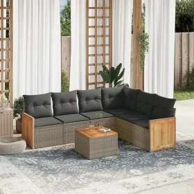 7-piece garden sofa set with gray PE rattan cushions by , Garden sets - Ref: Foro24-3227691, Price: 425,00 €, Discount: %