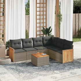 Set de sofás de jardín 7 piezas con cojines ratán PE gris de , Conjuntos de jardín - Ref: Foro24-3227691, Precio: 410,20 €, D...