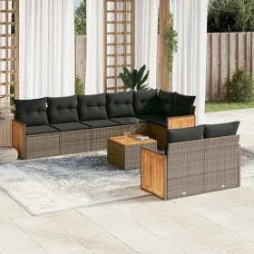 Set de muebles de jardín 9 pzas y cojines ratán sintético gris de , Conjuntos de jardín - Ref: Foro24-3227838, Precio: 582,32...