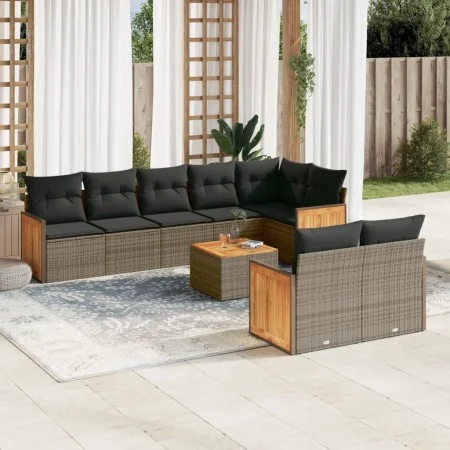 9-teiliges Gartenmöbel-Set und graue synthetische Rattankissen von , Gartensets - Ref: Foro24-3227838, Preis: 582,32 €, Rabat...