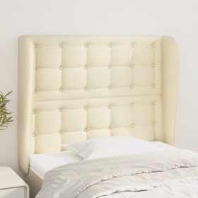 Cabecero con orejas de cuero sintético crema 103x23x118/128cm