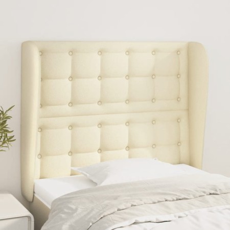 Cabecero con orejas de cuero sintético crema 103x23x118/128cm