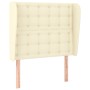Cabecero con orejas de cuero sintético crema 103x23x118/128cm