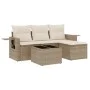 Garden sofa set with cushions 4 pieces beige synthetic rattan by , Garden sets - Ref: Foro24-3252405, Price: 324,89 €, Discou...