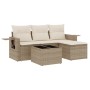 Gartensofa-Set mit Kissen, 4-teilig, beiges synthetisches Rattan von , Gartensets - Ref: Foro24-3252405, Preis: 319,08 €, Rab...