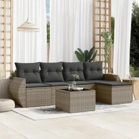 6-piece garden furniture set and gray synthetic rattan cushions by , Garden sets - Ref: Foro24-3253637, Price: 376,19 €, Disc...