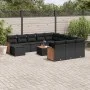 Garden sofa and cushion set 13 pieces black synthetic rattan by , Garden sets - Ref: Foro24-3228267, Price: 849,55 €, Discoun...
