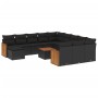 Garden sofa and cushion set 13 pieces black synthetic rattan by , Garden sets - Ref: Foro24-3228267, Price: 815,54 €, Discoun...