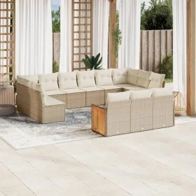 Garden sofa and cushion set 13 pieces beige synthetic rattan by , Garden sets - Ref: Foro24-3228137, Price: 898,61 €, Discoun...