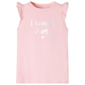 Camiseta infantil de manga volante rosa claro 116