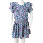 Vestido infantil de mangas con volantes azul cobalto 116