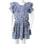 Vestido infantil de mangas con volantes azul cobalto 140