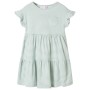 Vestido infantil de mangas con volantes verde menta 140