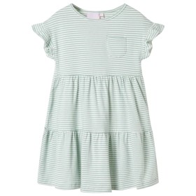 Vestido infantil de mangas con volantes verde menta 140