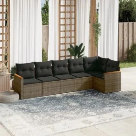 Gartenmöbel-Set, 6-teilig, mit grauen Polstern aus synthetischem Rattan. von , Gartensets - Ref: Foro24-3258392, Preis: 373,7...
