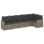 Gartenmöbel-Set, 6-teilig, mit grauen Polstern aus synthetischem Rattan. von , Gartensets - Ref: Foro24-3258392, Preis: 378,4...